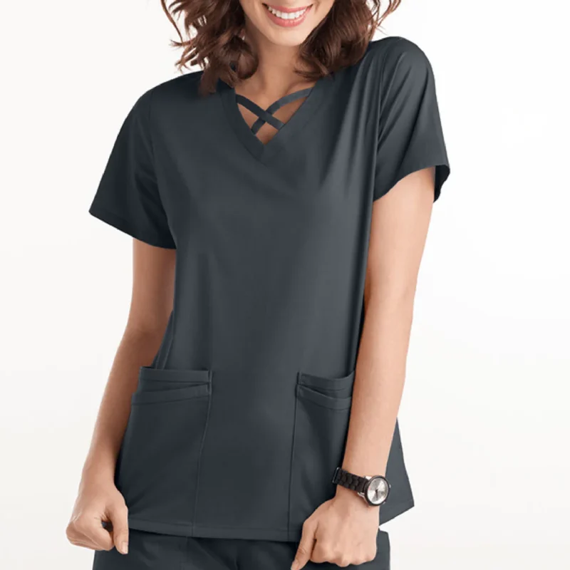 Women 4 Pocket Scrubs Criss Cross