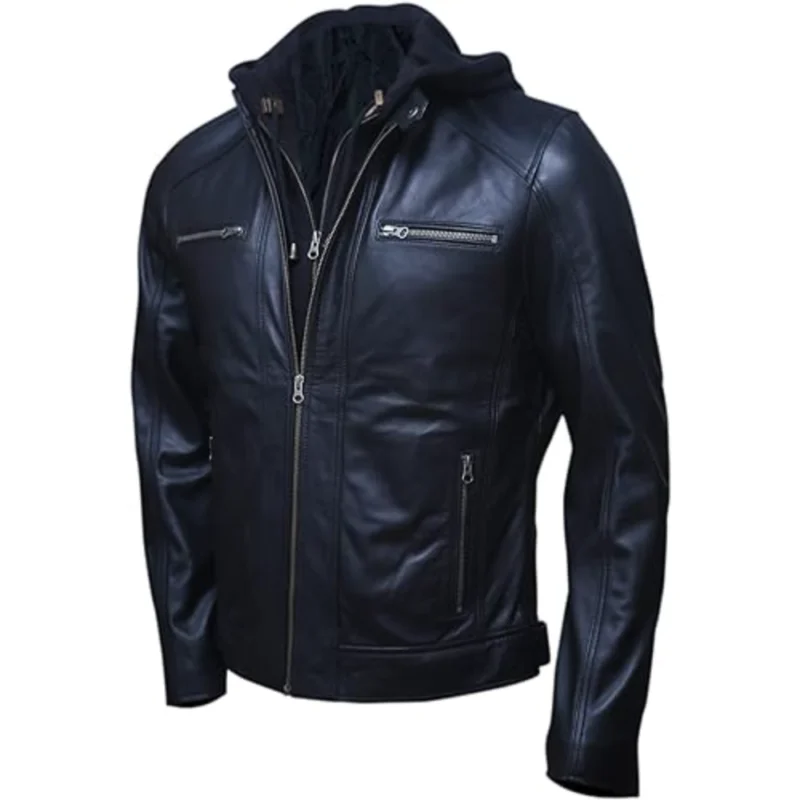Modern Maverick: Sleek Leather Hoodie