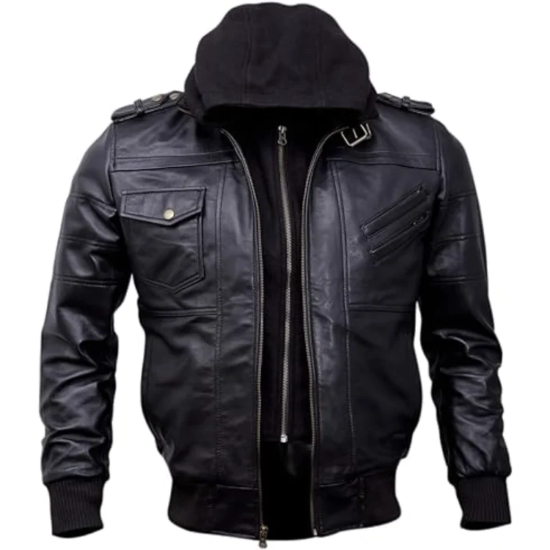 Modern Maverick: Sleek Leather Hoodie