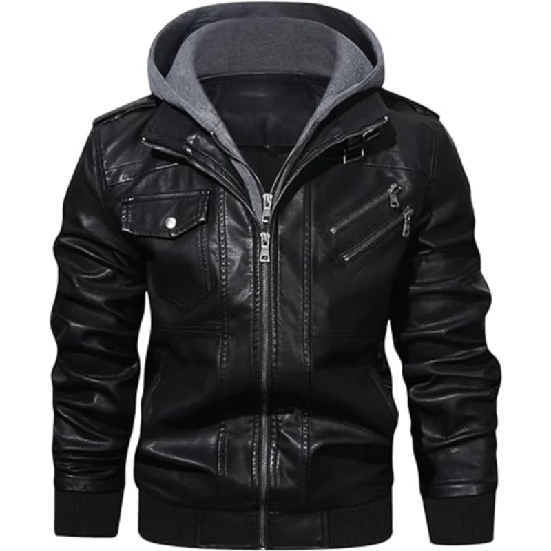 Modern Maverick: Sleek Leather Hoodie
