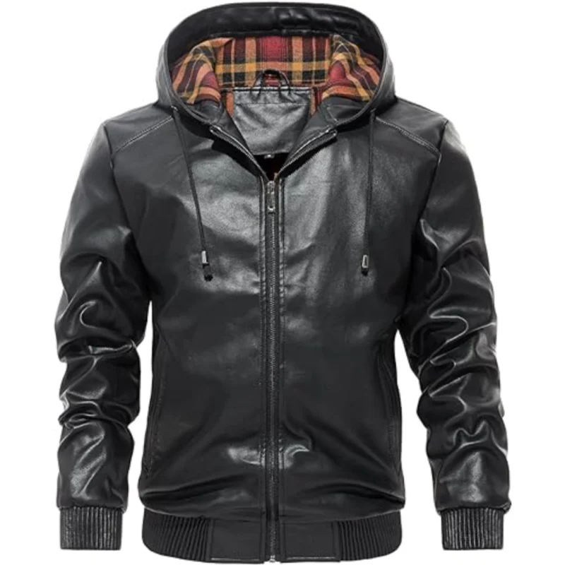 Modern Maverick: Sleek Leather Hoodie