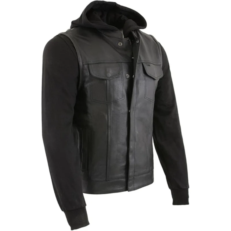 Modern Maverick: Sleek Leather Hoodie